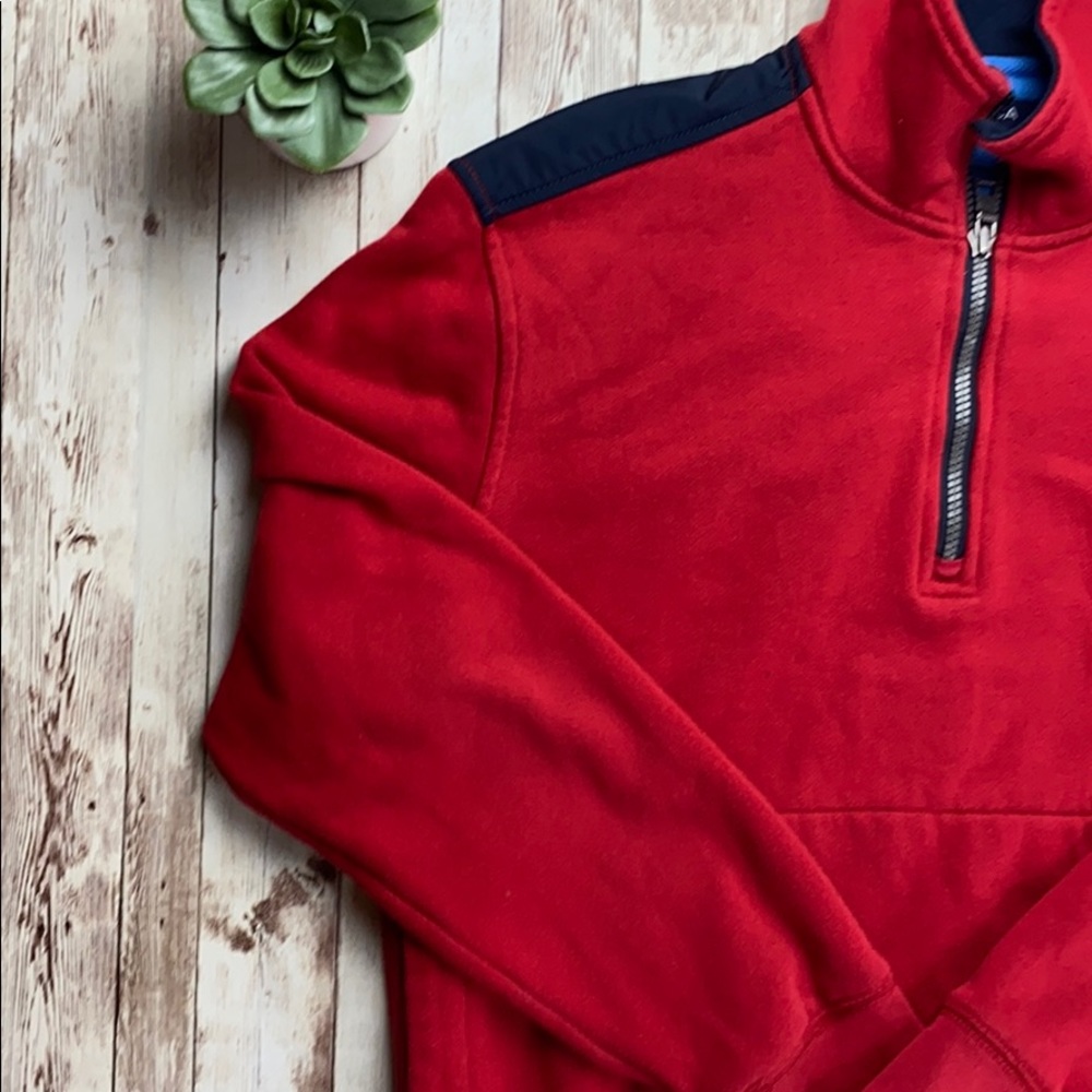 Nautica Men’s Red Blue USA Sailing Quarter-Zip Sweatshirt Sailboat Prep Small - Picture 3 of 9